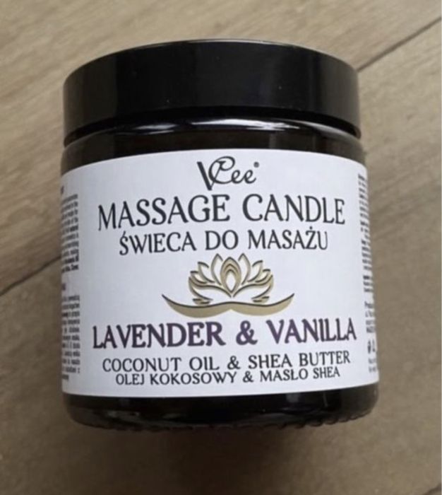 Vcee świeca do masażu olej kokosowy masło shea lawenda 80 g nowa
