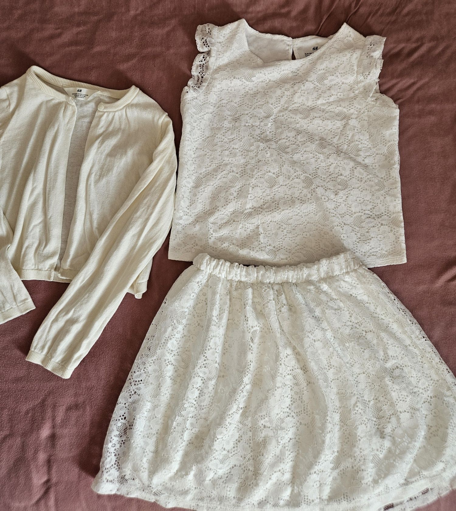 Spódniczka+ bluzeczka+ bolerko h&m, 134/140.