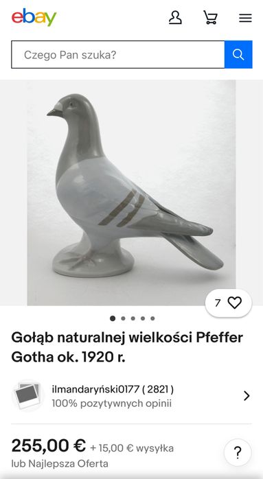 Figurka Porcelanowa Gołąb PRL , Antyki