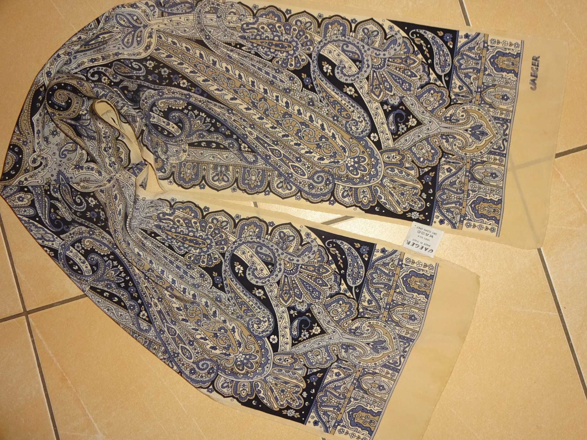 JAEGER made in Italy  SILK jedwabny szal szalik fular plastron Paisley