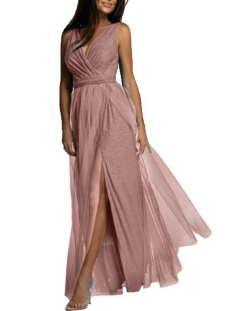 Елегантна банкетна сукня з глибоким V-подібним вирізом