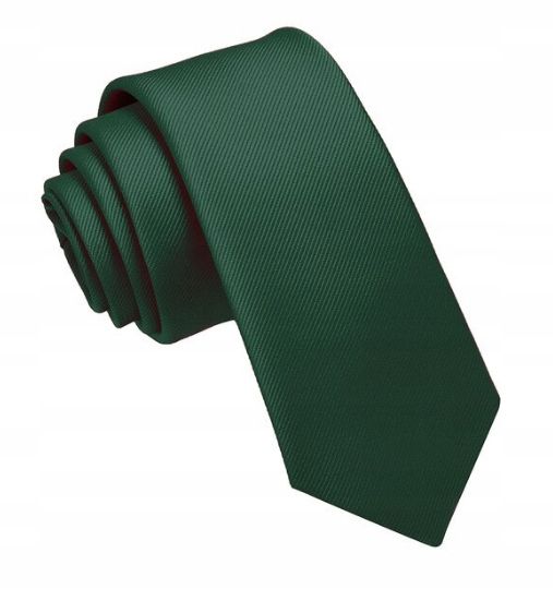 Elegancki Krawat Wąski Zielony/ Butelkowa Zieleń