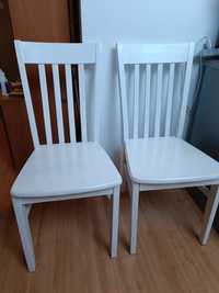 2 krzesła drewniane sosnowe malowane białe Komplet