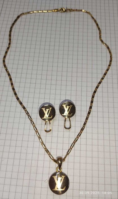 Комплект серьги цепочка кулон EB and Co Emily Bordner позолота для LV