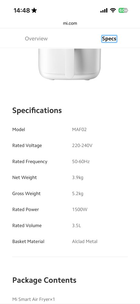 Xiaomi Air Fryer 3,5L