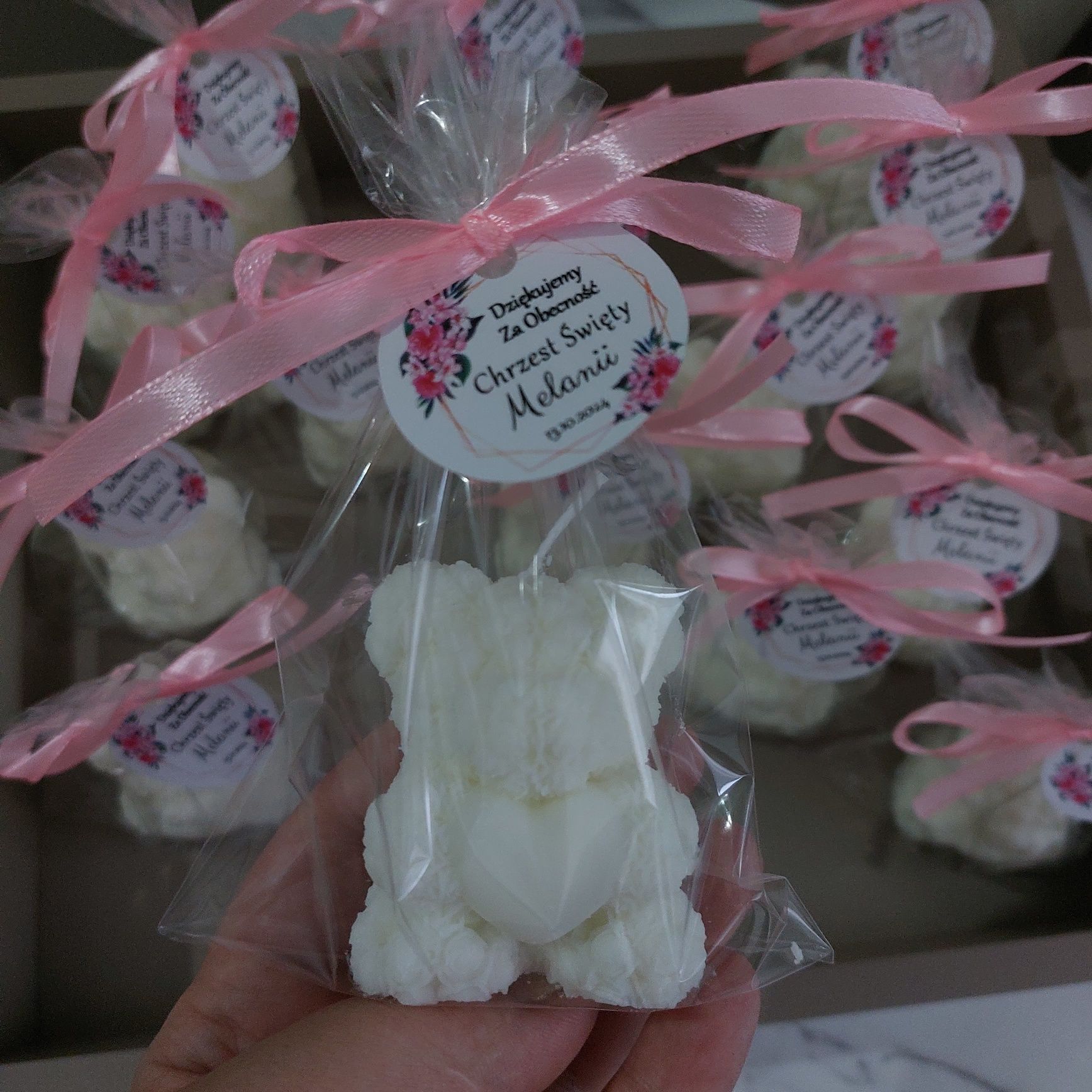 Miś z serduszkiem świeczka chrzest  roczek baby shower komunia