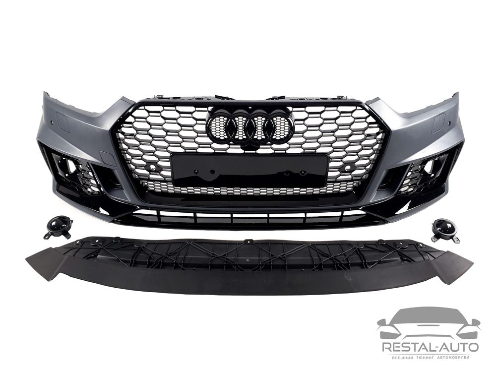 Передний бампер Audi A5 2016-2020 стиль RS под дистроник Черный новый