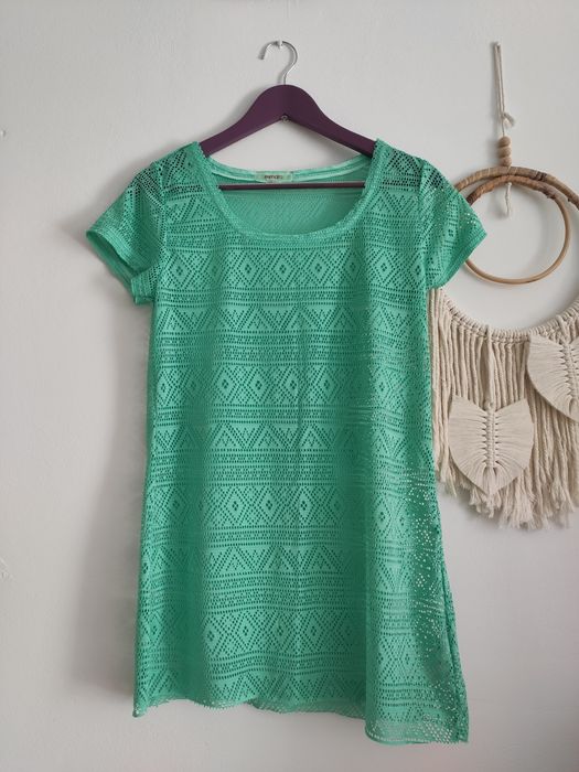 Koszulka siatka siateczka zielona morska miętowa miętowy krótki rękaw