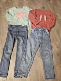 Spodnie jeansowe sweter i bluza r 104 dla dziewczynki