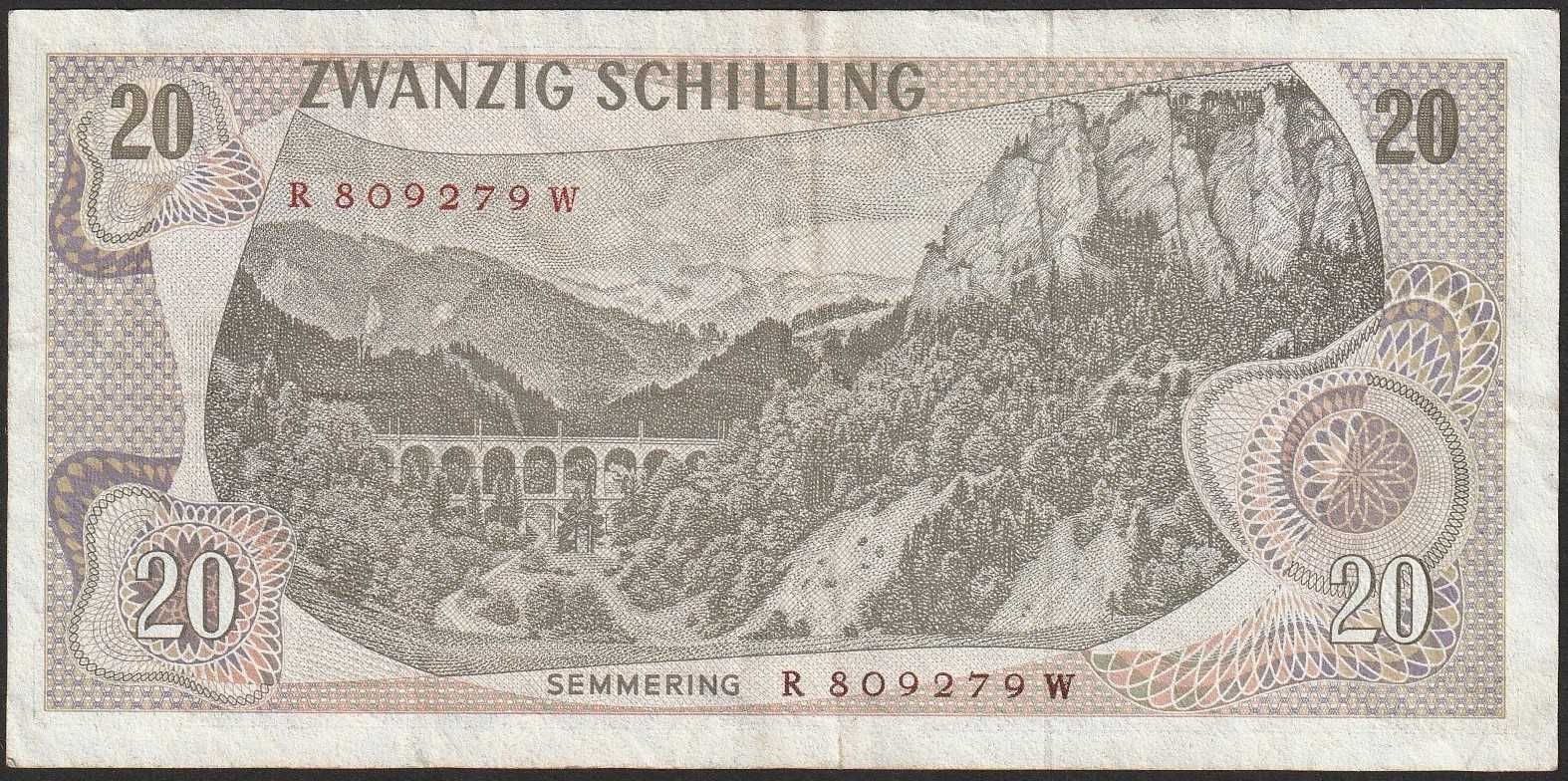 AUSTRIA 20 schilling 1967 - Carl Ritter von Ghega - 279 W