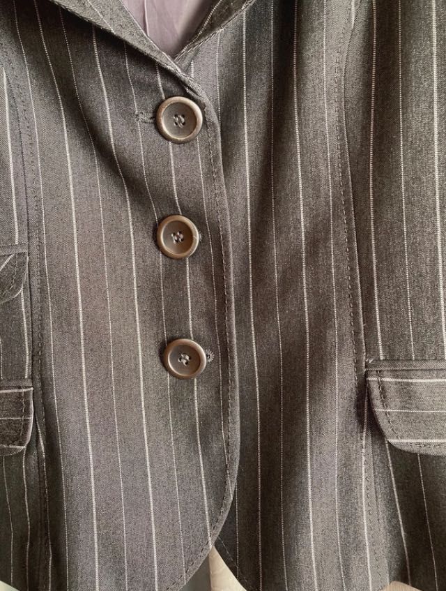 Żakiet szary w paski, elegancki, retro, vintage