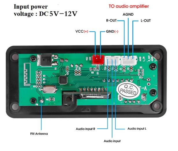 Placa Rádio MP3 com Bluetooth SD USB FM AUX JACK 3.5 Aparelhagem NOVO