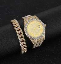 Luksusowy zegarek złoty błyszczący i bransoletka GRATIS !!