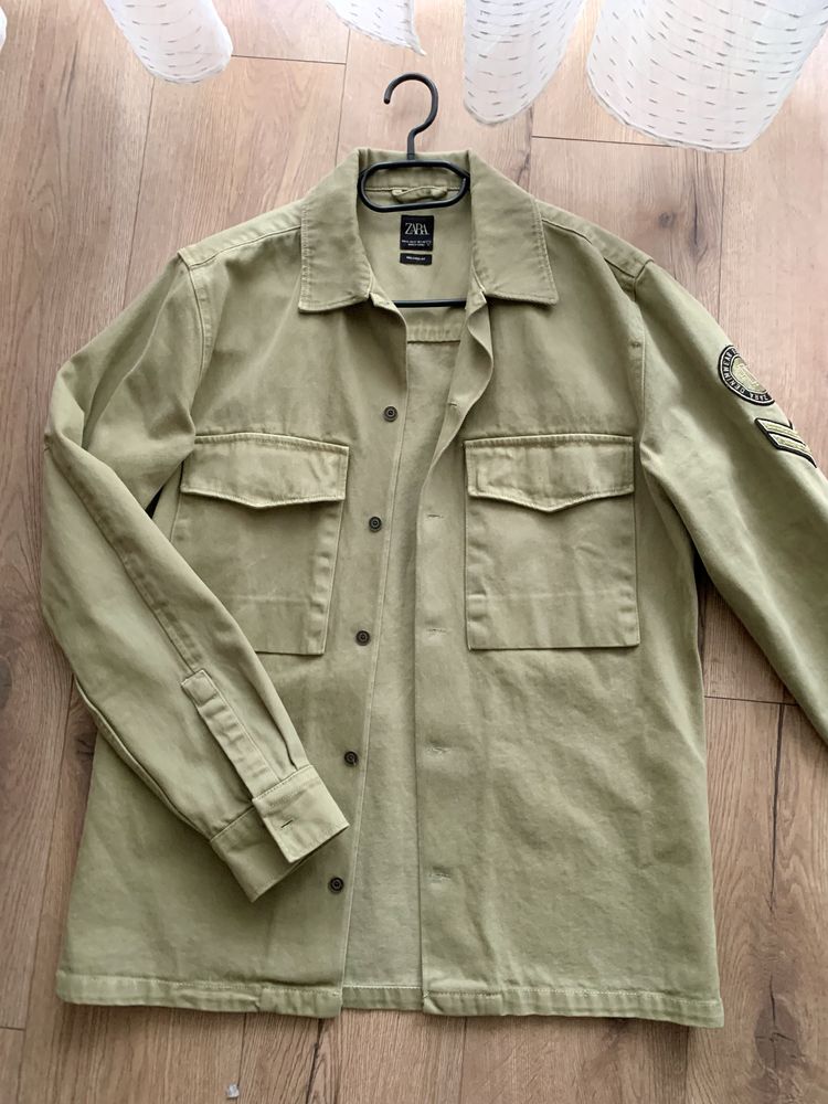 Kurtka koszulowa lekka katana khaki oliwkowa (M) Zara