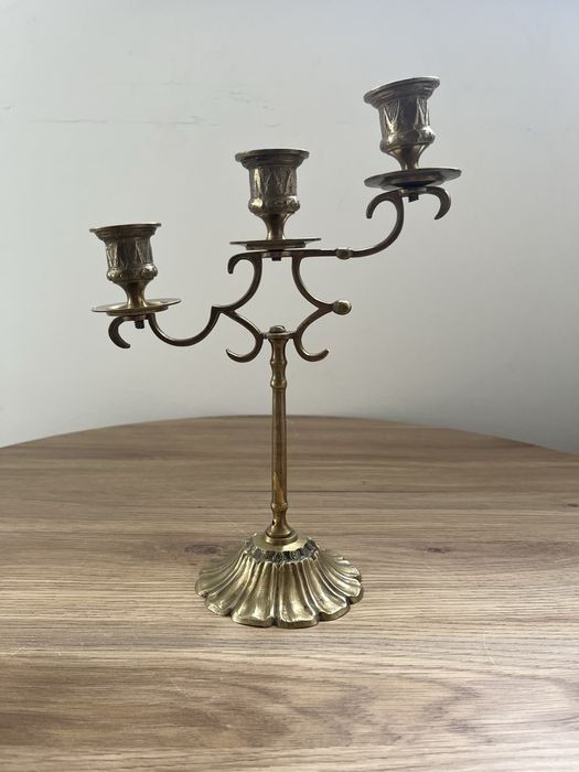 Mosiężny świecznik 3-ramienny