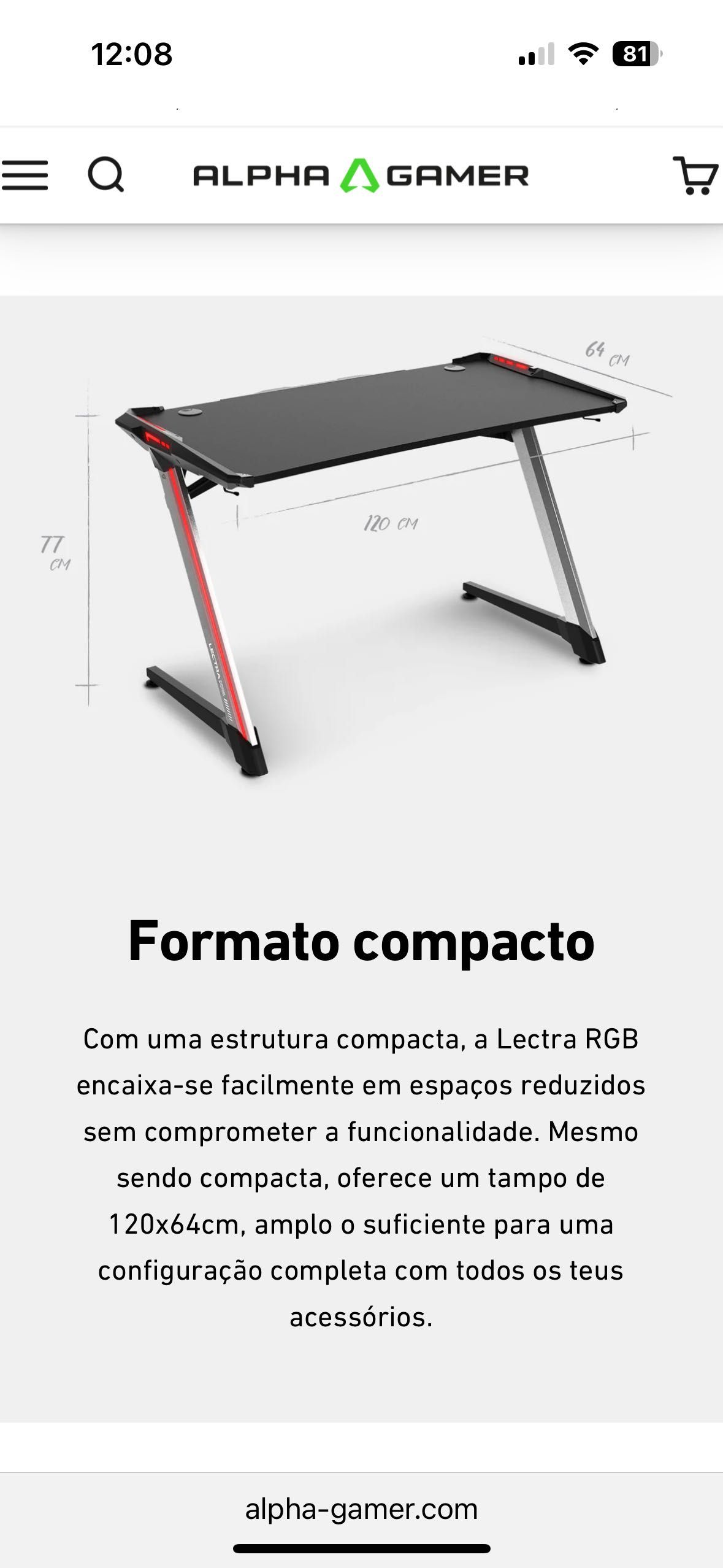 Secretária Gaming RGB da Alpha Gamer