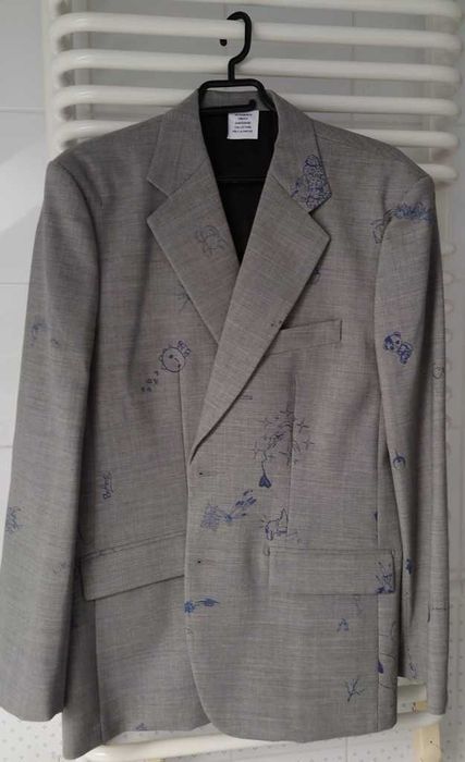 NOWA Marynarka Vetements szara z printem Grey Scribbled XS unisex