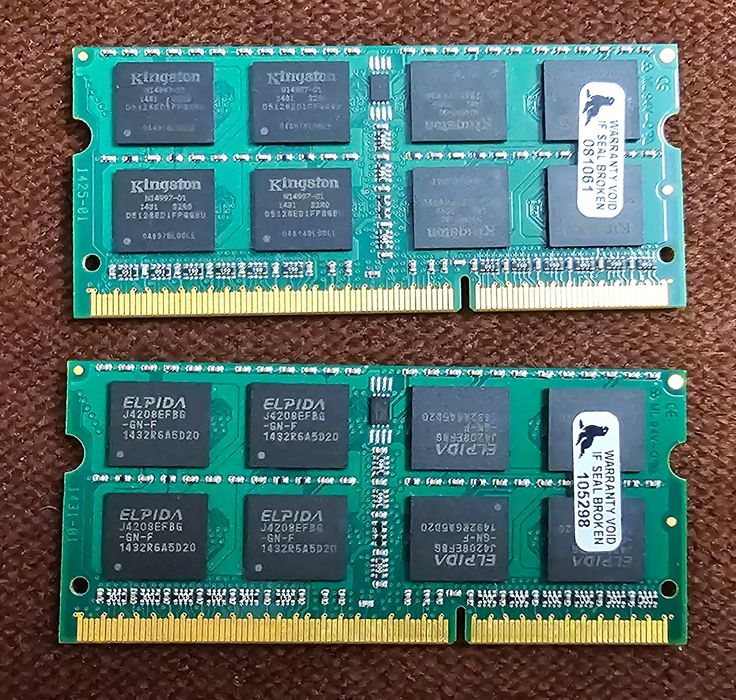 2 kostki RAM 2x8GB SODIMM PC3 1,5V