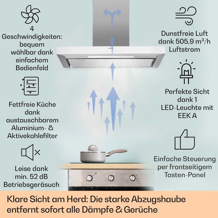 Вытяжка кухонная смарт умная витяжка розумна Klarstein Alinea 90