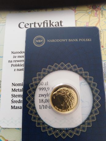 50 zlotych 2022 Orzeł Bielik zloto NBP Au 999,99 nowy wzor monety