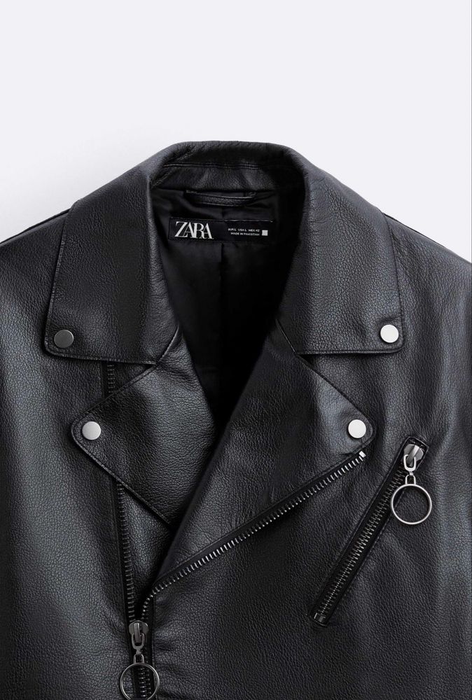 Куртка косуха zara з натуральної шкіри