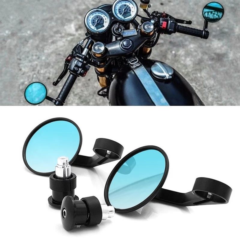 Мото зеркала в торец руля складные овальные круглые на мотоцикл в руль