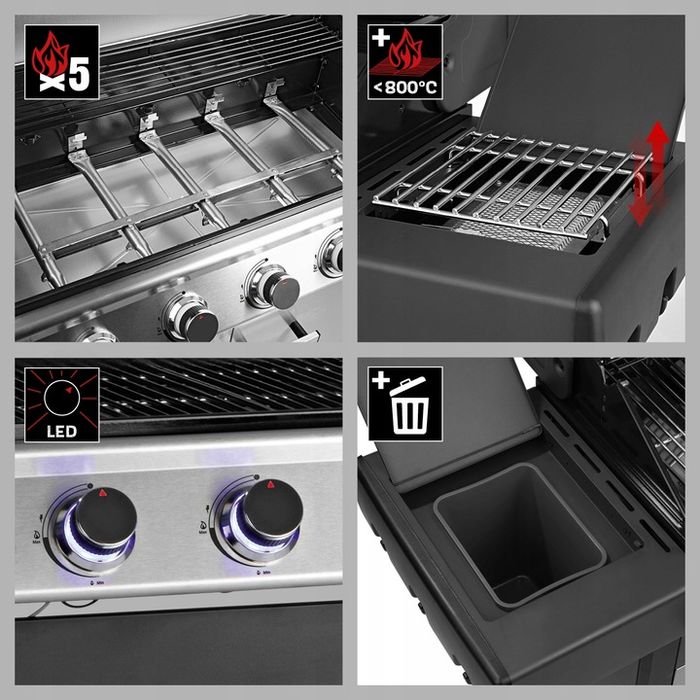 Grill gazowy Landmann MAXX 5.1 palnik na podczerwień 5+1 palników 18kw