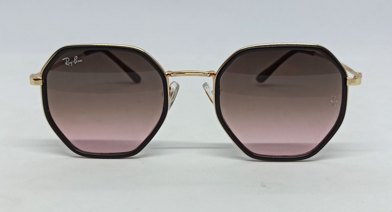 Ray Ban очки унисекс коричнево розовый градиент в золотом металле