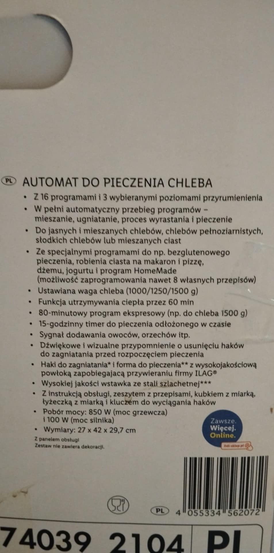 Automat do pieczenia chleba