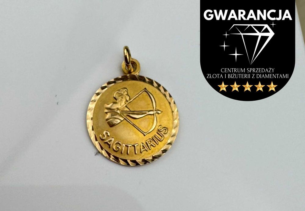 Złota zawieszka znak zodiaku "STRZELEC" | JAK NOWA | 585 | 1.20g