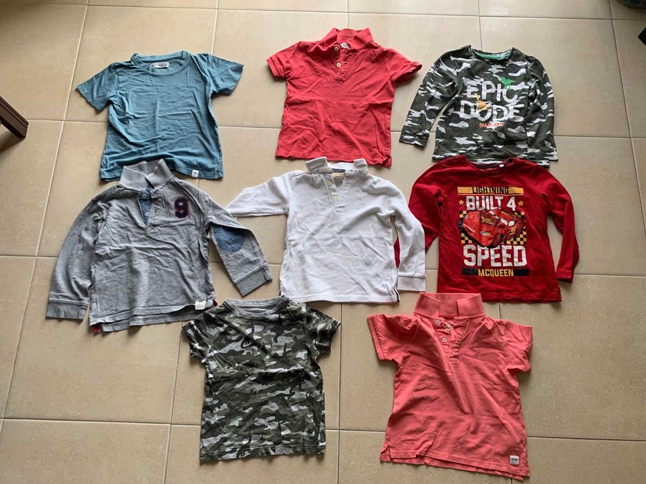 8x - Lote T-shirt | Polos - Tamanho: 4/5 anos - Excelente estado