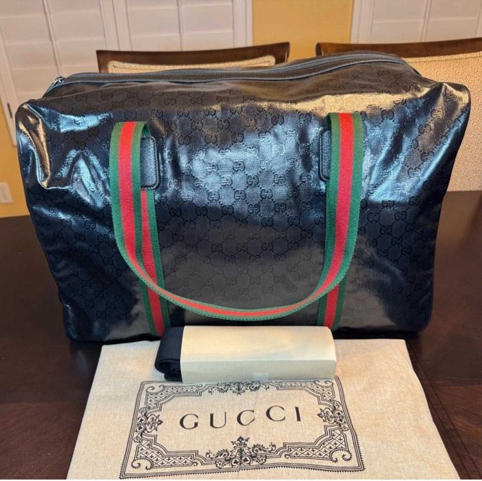 Mala de viagem Gucci GG Supreme Logo Crystal Canvas, nova e autêntica