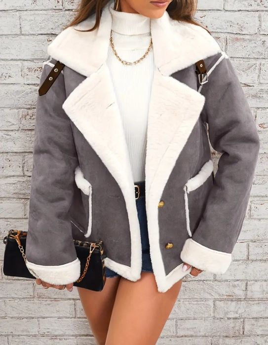 Дубленка женская, искусственный замш, р. М