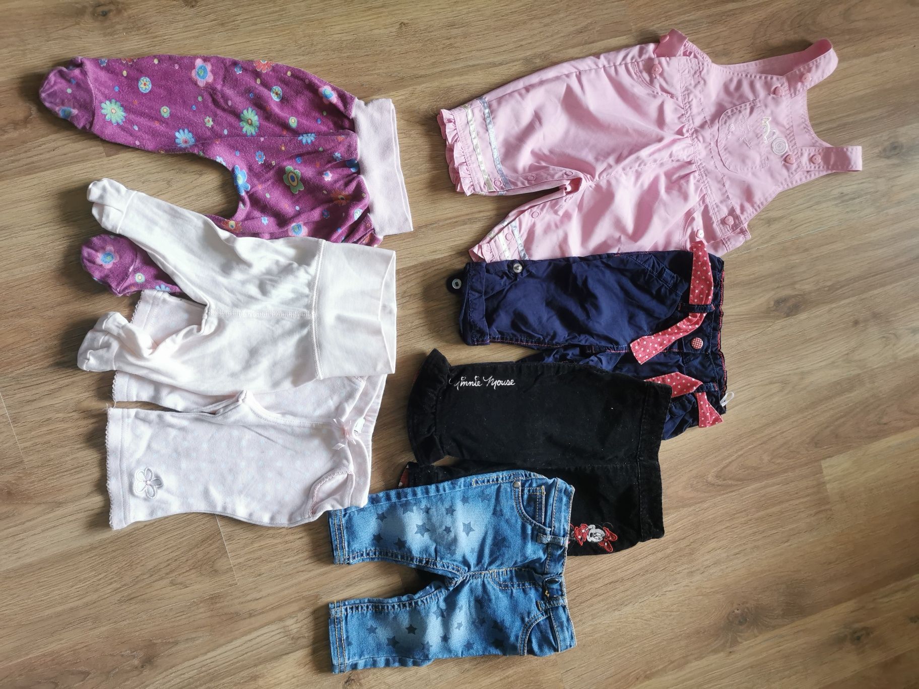 Zestaw ubranek dla dziewczynki 56 62 paka spodnie półśpiochy bluzka