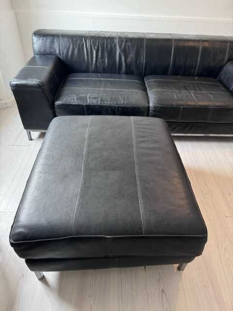 Sofá e chaise longue | Preto em pele | 80€