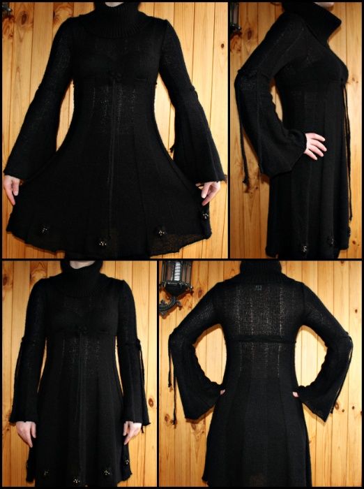 Платье черное шерстяное Vitrin вязаное Размер 42 S зимнее тепло