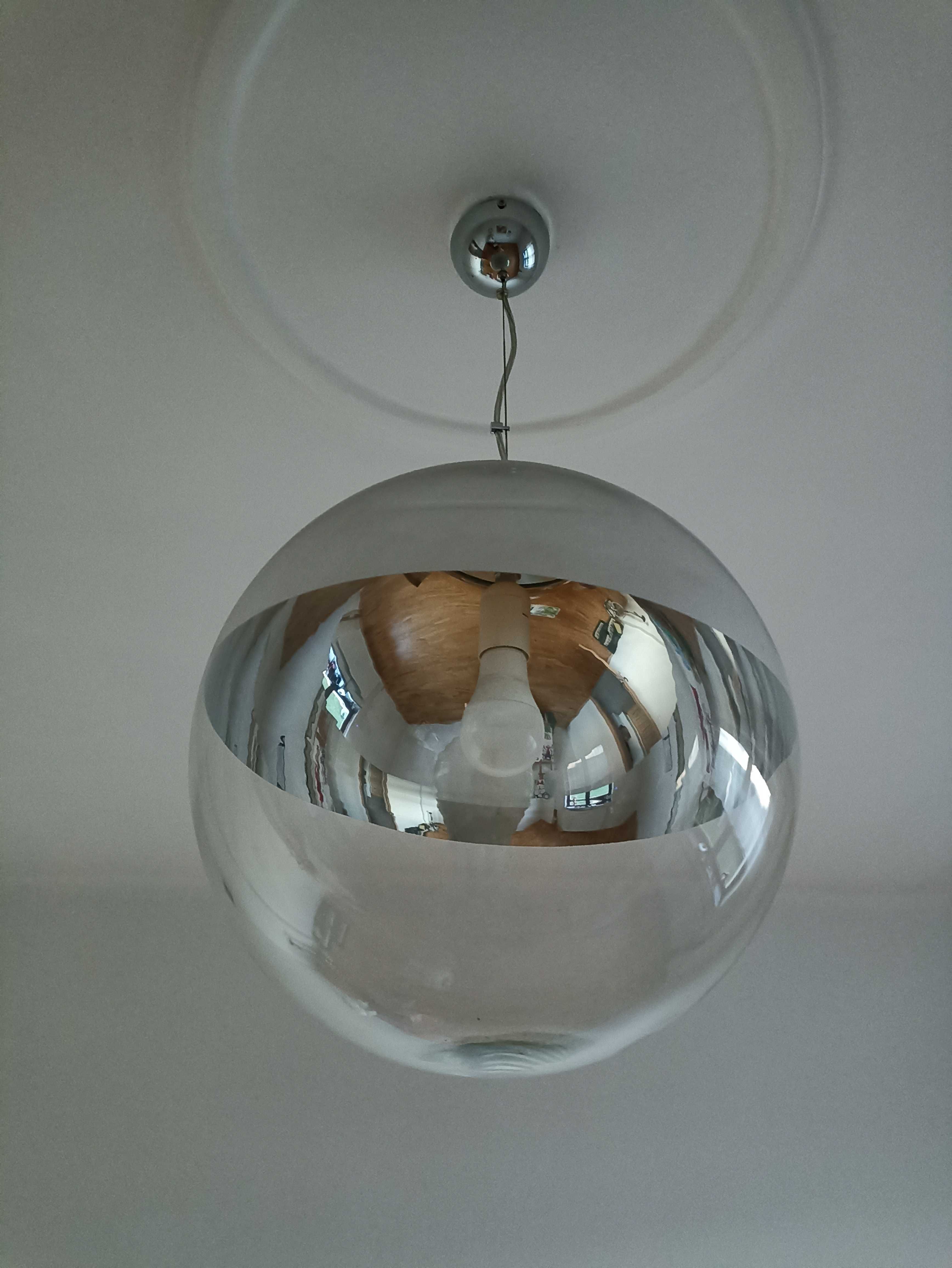 Lampa sufitowa wisząca kula srebrna chrom duża