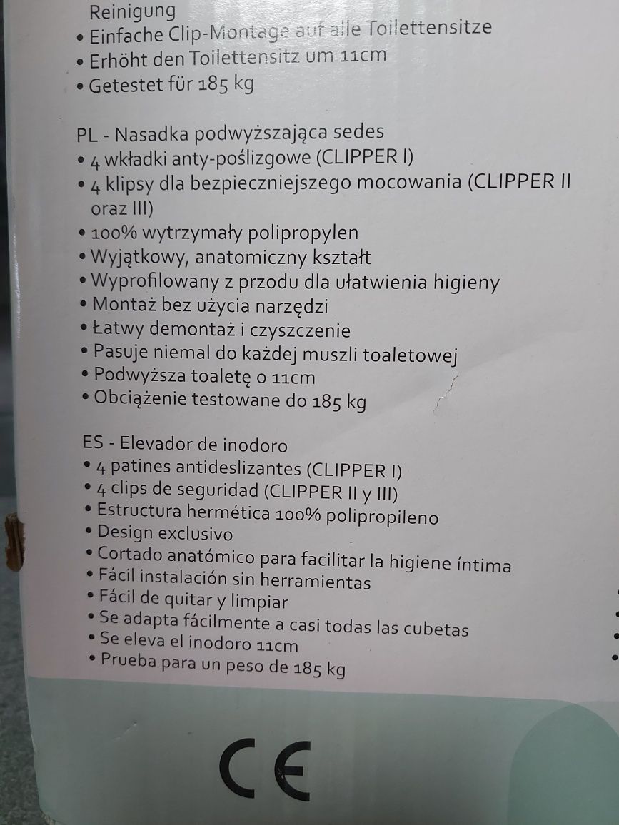 Clipper nasadka podwyższająca sedes. NOWA