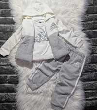Komplet kamizelka + bluza + spodnie szary 98/104
