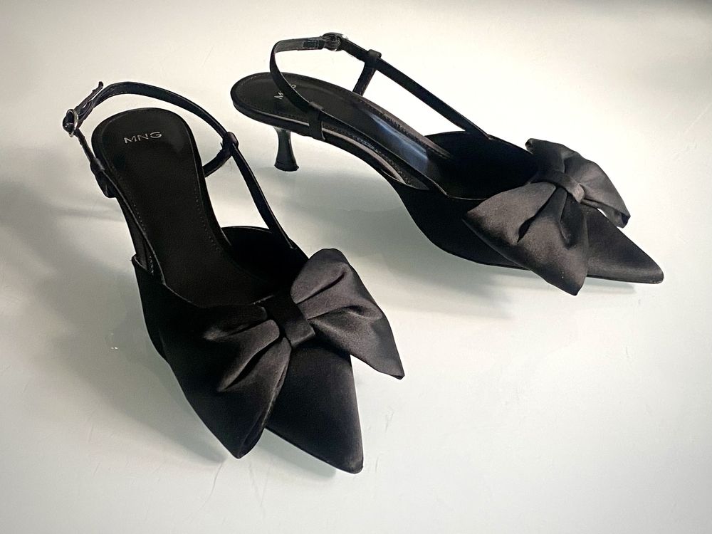 Mango Lacia - damskie czółenka z kokardą, czarne, r. 38, MNG buty