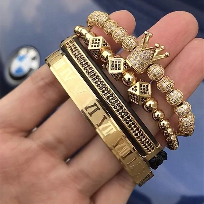 (PROMOÇÃO) Conjunto Pulseiras para Homem em Dourado (NOVAS)