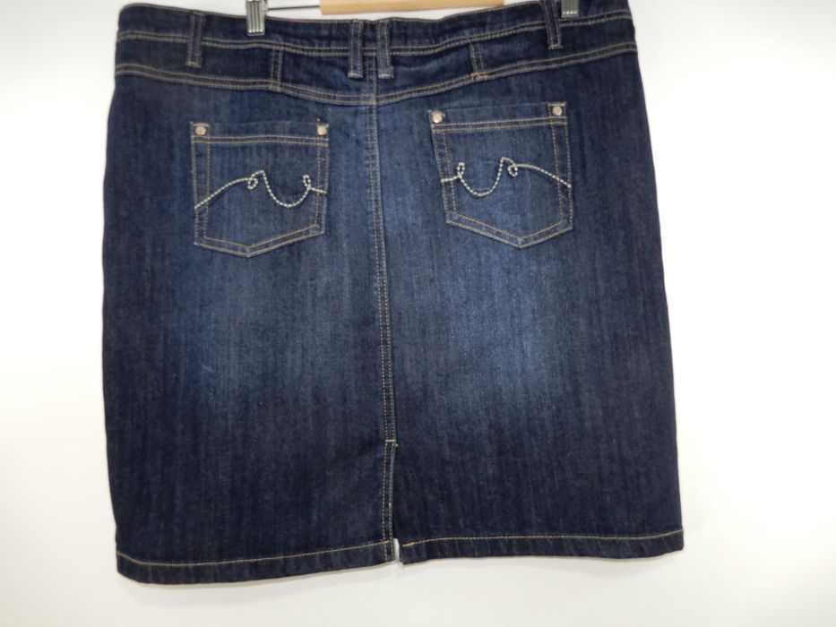 Spódnica midi jeansowa prosta do kolan granatowa Pencil 46 48 3XL 4XL