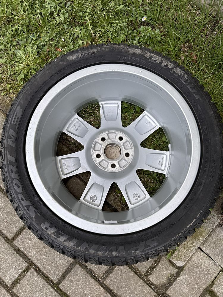 Orginalne felgi Audi 6Jx17H2 ET31  5x100 z oponami Dunlop