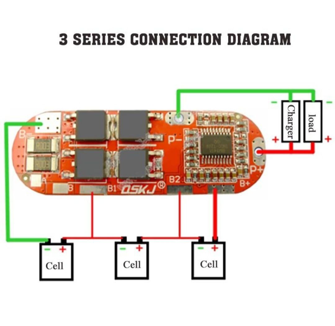 BMS 3S 4S 5S (25A) 12,6V / 16,8V /  21V для Li-Ion аккумуляторів