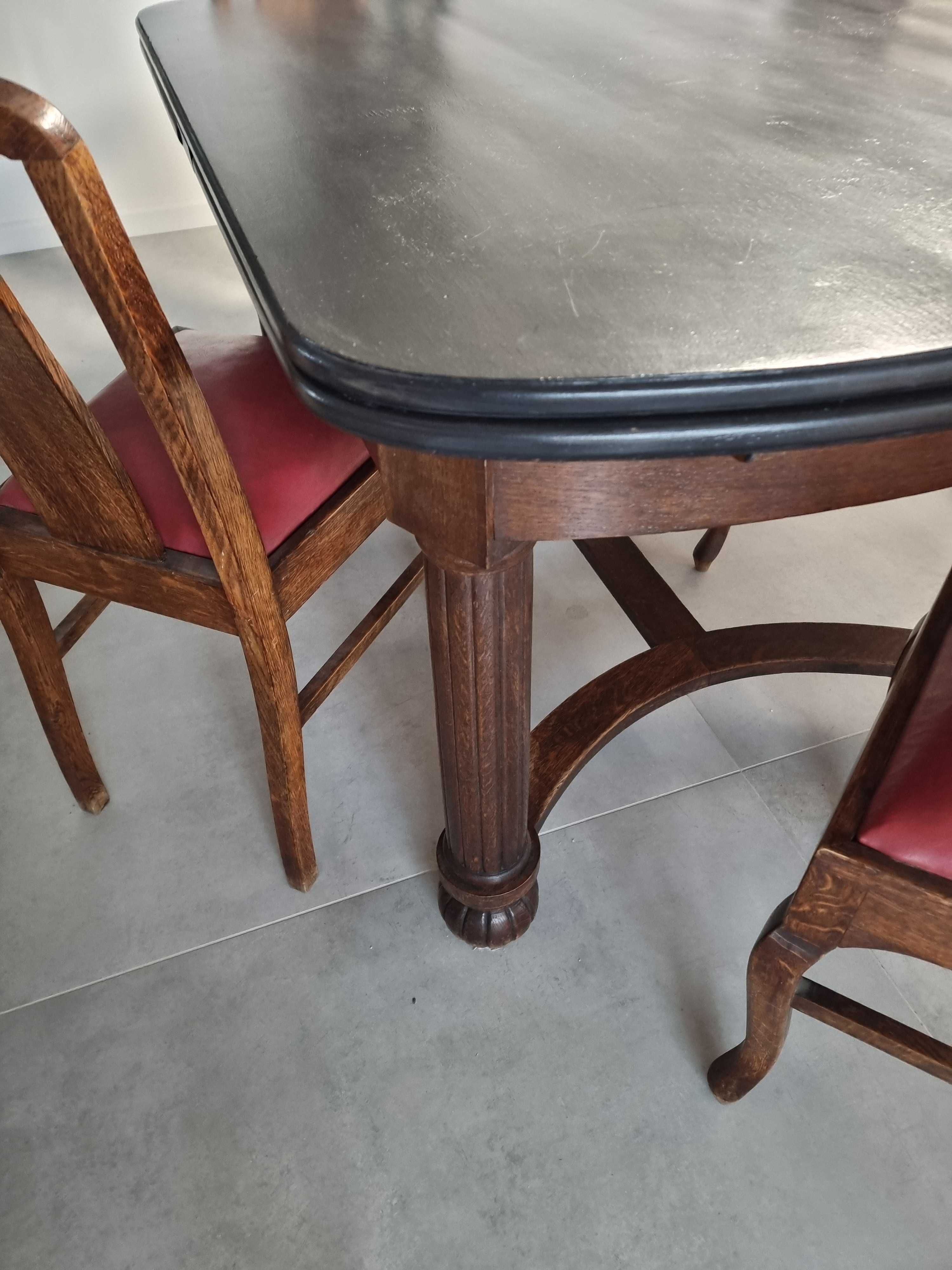 Stół antyk drewniany rozkładany duży plus 4 krzesła cena za całość