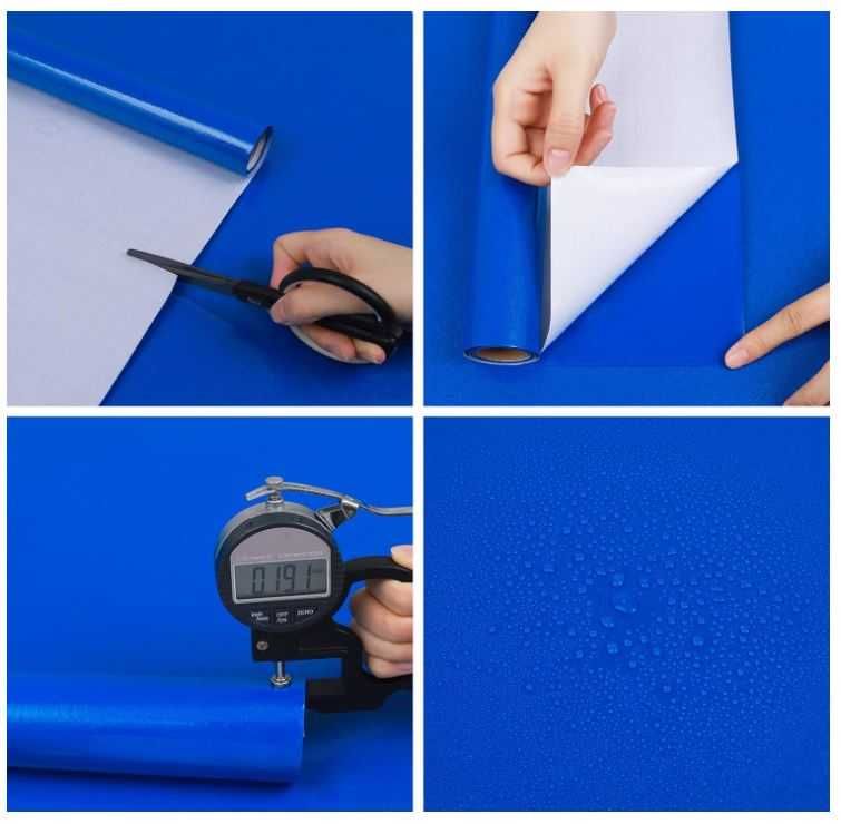 Folia samoprzylepna meblowa 60x500cm kolor niebieski połysk, brokat