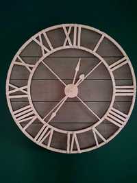Zegar ścienny duży drewniany metalowy skandynawski biały szary