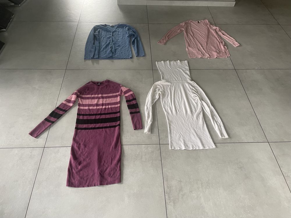 Zestaw markowy sukienka + golf + dwa sweterki roz.M/L