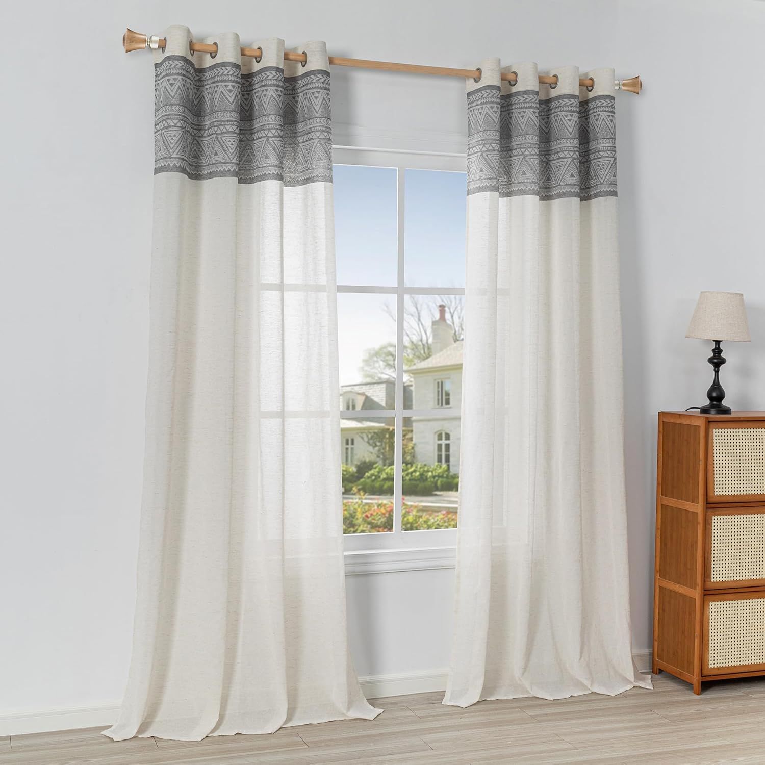 Zasłony Boho 2sz Półprzezroczyste Beżowe 260x140 Gotowe do zawieszenia