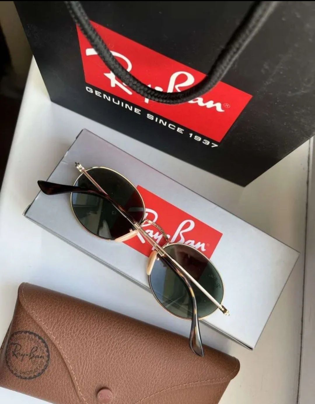 Оригинал! Солнцезащитные очки Ray Ban Oval Gold-Black Рэй Бэн Овальные